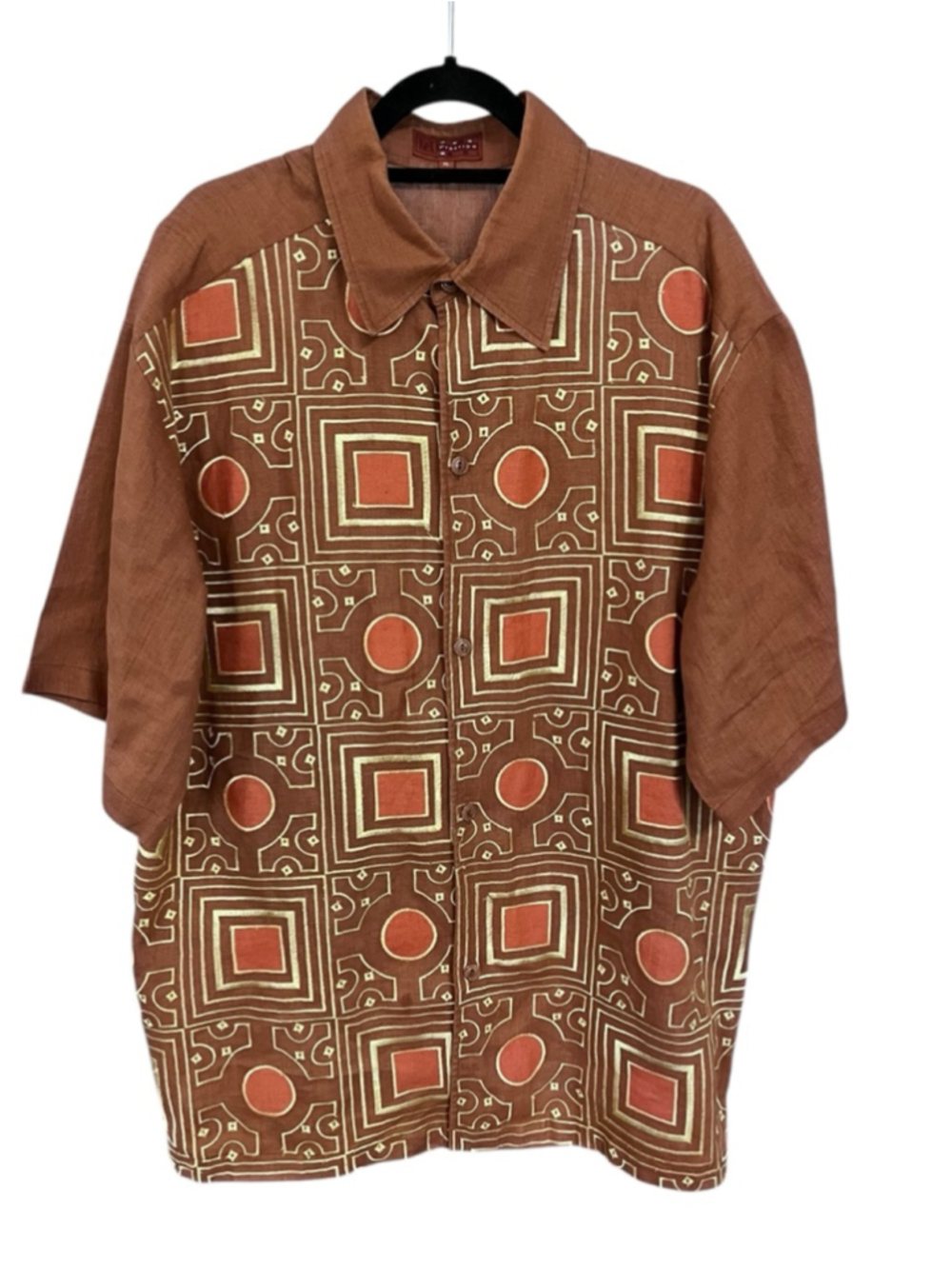 Prestige Vintage 70's Embroidered Button Down Short Sleeve Shirt Size XL Men's